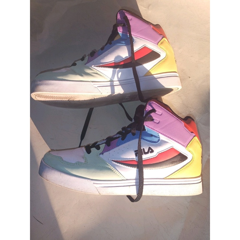 Fila Parelli Womens Hi-Top Court Sneakers Pastel Multicolor 5FM01862-115 Size 10